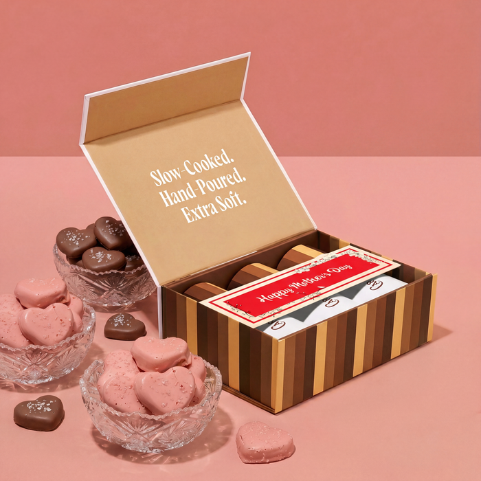 Heart-Shaped Chocolate Caramels- 3 Tube Gift Box